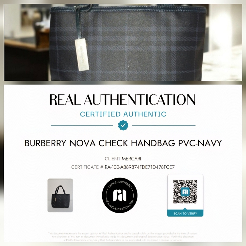 ⛔️SOLD⛔️Burberry Nova Check Canvas Leather Handbag (Navy) With COA - Picture 12 of 12